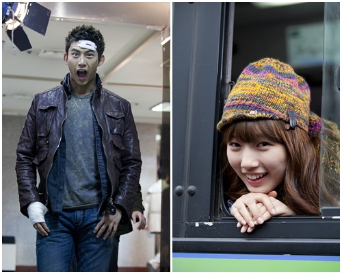 Taecyeon & Suzy show their smiling selves on "Dream High" set | allkpop