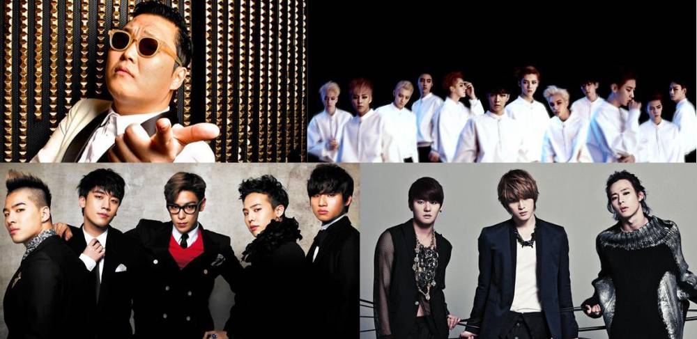 Big Bang, CNBLUE, EXO, Chen, Xiumin, JYJ, Psy