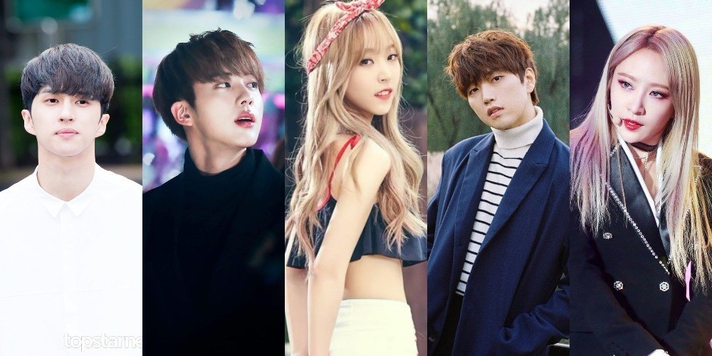 Sandeul, Hani, Ken, Jin, Jin, Moon Byul, Jin