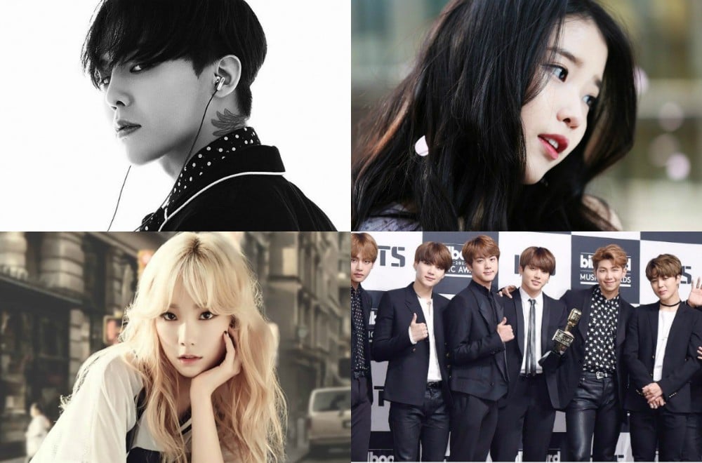 Big Bang, G-Dragon, Taeyeon, IU, BTS, Park Hyo Shin, TWICE