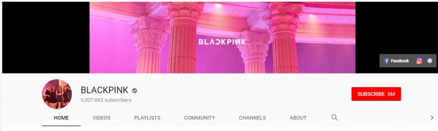 У группы BLACKPINK 6 миллионов подписчиков на YouTube