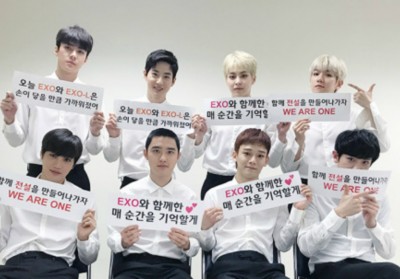 EXO, Suho, Sehun, Baekhyun, Doh Kyung Soo (D.O.), Kai, Chanyeol, Chen, Lay, Xiumin