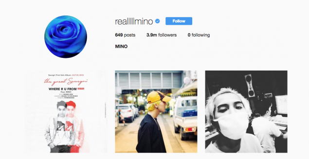 Сон Мино обнулил свой список подписок в Instagram