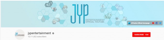Количество подписчиков на официальный канал JYP Entertainment преодолело отметку 10 миллионов