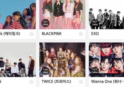 Apink, BTOB, EXO, BTS, MAMAMOO, iKON, TWICE, BLACKPINK, BOL4 (Bolbbalgan4), Wanna One