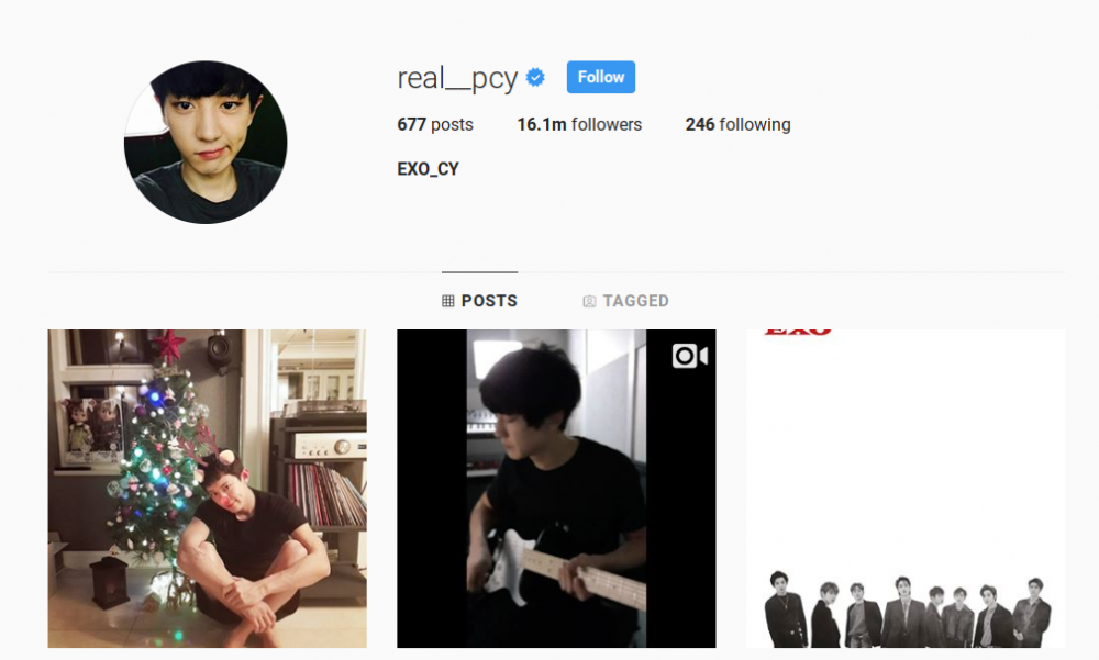 Чанёль из EXO стал корейцем с самым большим количеством последователей на Instagram