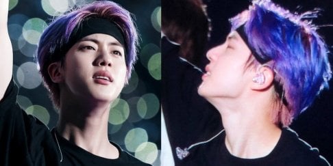 Netizens talk about BTS Jin's self-dyed purple hair color from concert in  Osaka | allkpop