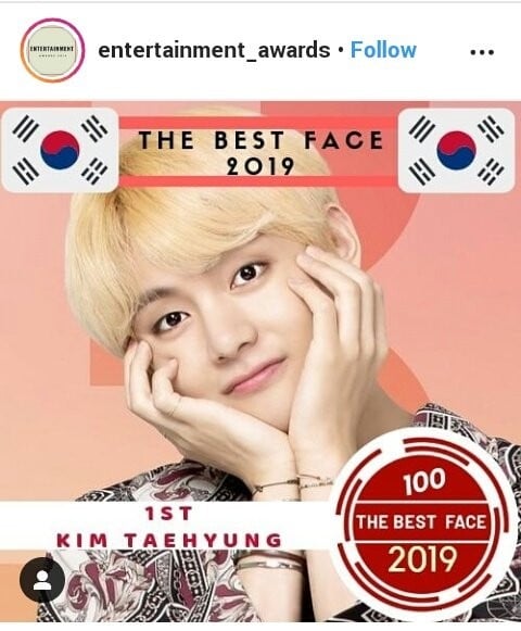 Bts V Wins The 19 Best Face Poll By Entertainment Awards Allkpop