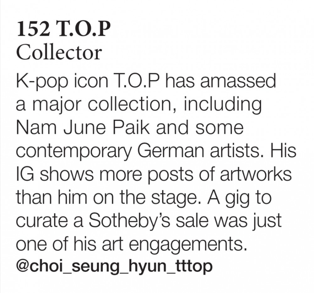 T.O.P из BIGBANG попал в список мировых лидеров искусства 1