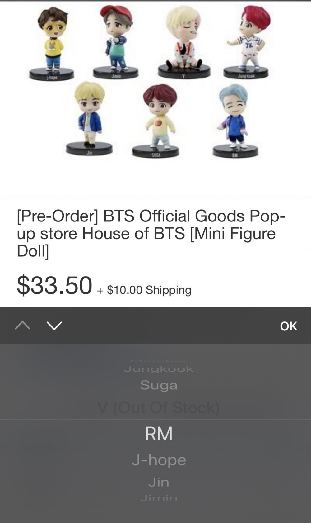 Bts v mini 2025 doll