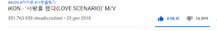 iKON «Love Scenario» получили 4 миллиона лайков на Youtube