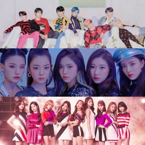 BLACKPINK, BOL4 (Bolbbalgan4), BTS, ITZY, N.Flying, TWICE