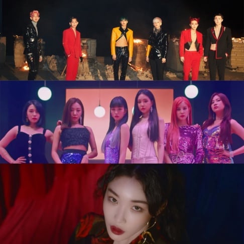 Akdong Musician (AKMU), ATEEZ, BLACKPINK, BTS, CLC, EXO, (G)I-DLE, GOT7, Heize, ITZY, IU, Kim Chung Ha, Hwa Sa, NCT, N.Flying, Red Velvet, Seventeen, Stray Kids, SuperM, TWICE