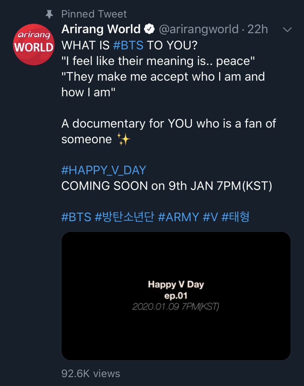 A Documentary Of Bts V S Birthday To Air On Arirang Tv Allkpop