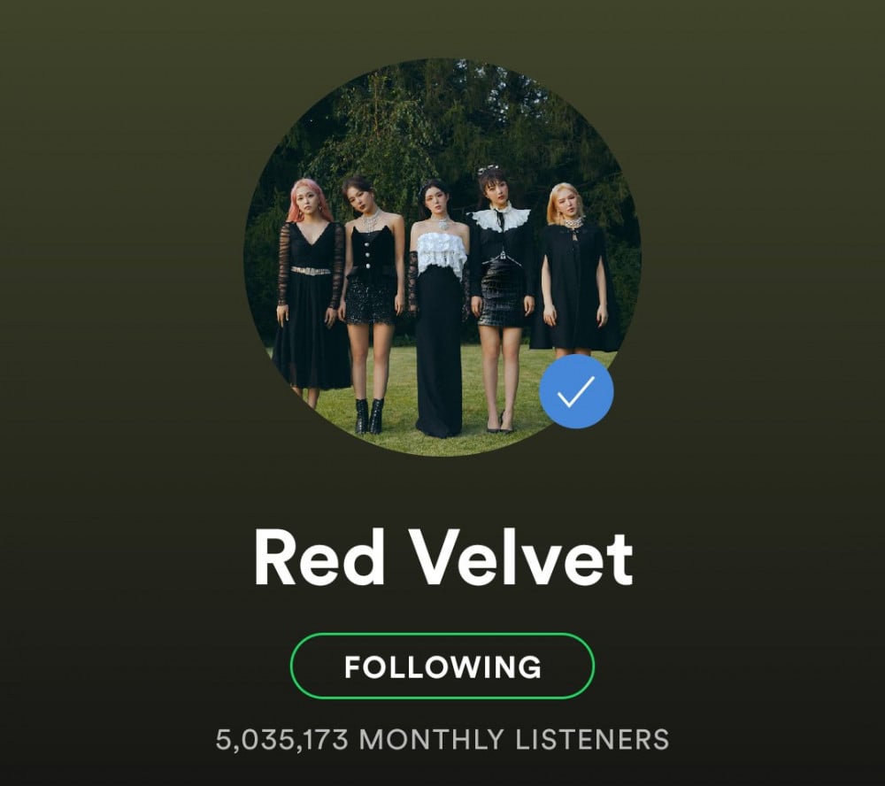Red Velvet стали третьей K-Pop группой с пятью миллионами ежемесячных слушателей на Spotify