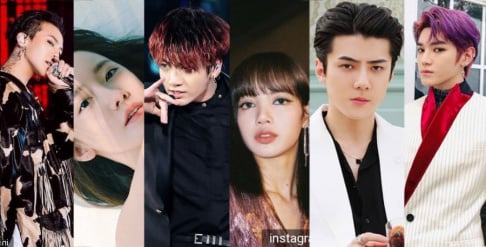 G-Dragon, Lisa, Jungkook, Sehun, YoonA, Hwa Sa, Taeyong, Irene, Siwon, CL 