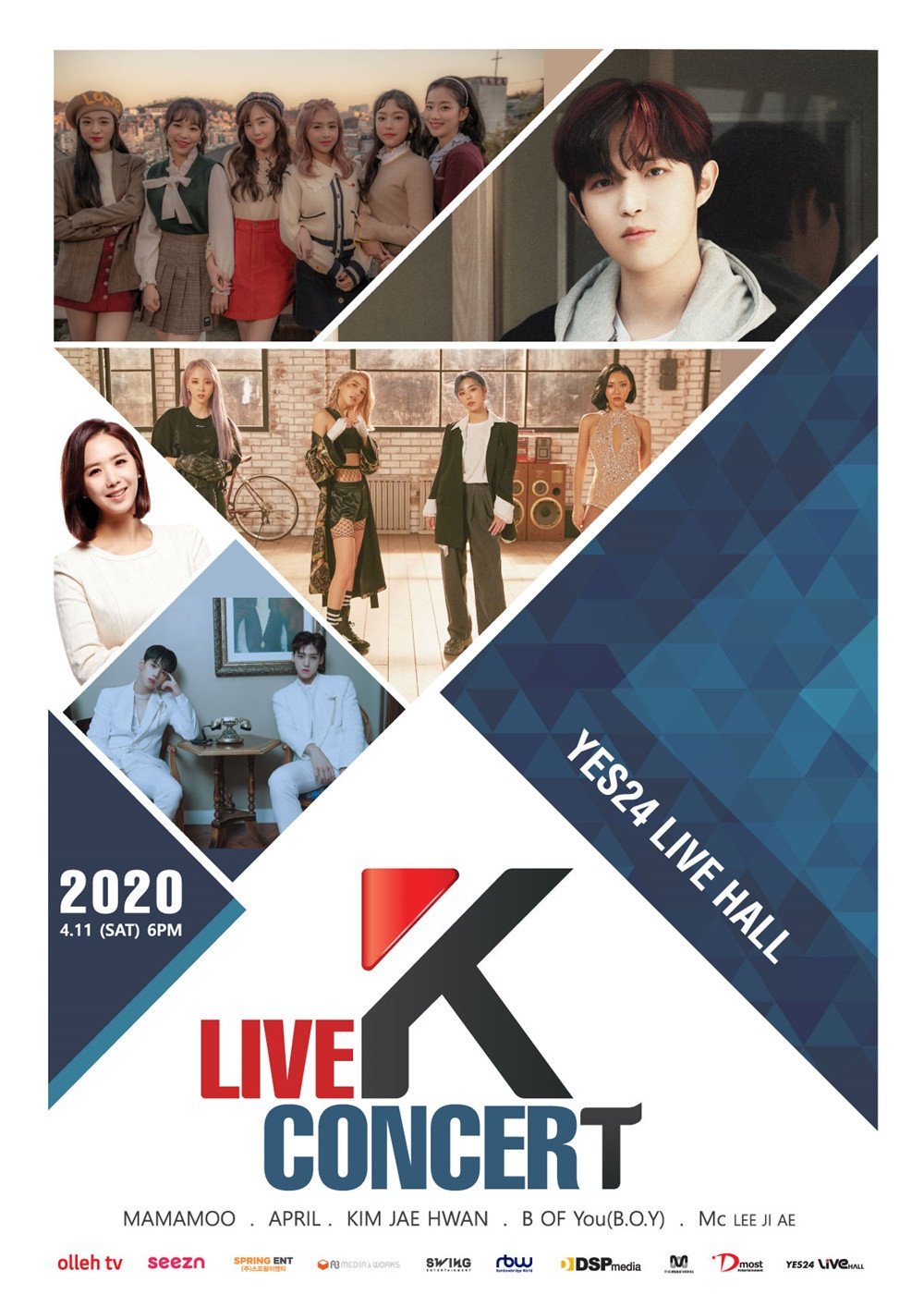 MAMAMOO, April, Ким Джэ Хван и B.O.Y выступят на благотворительном концерте Live K Concert