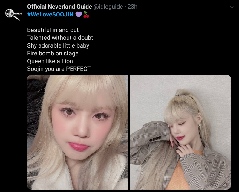 NEVERLANDS made a hashtag for (G)I-DLE's Soojin | allkpop