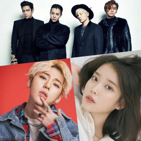 Big Bang, G-Dragon, BLACKPINK, Zico, iKON, IU, Red Velvet