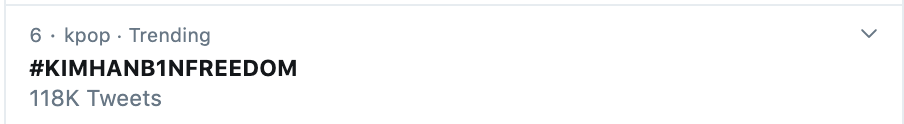 Тег #KIMHANB1NFREEDOM стал мировым в Twitter