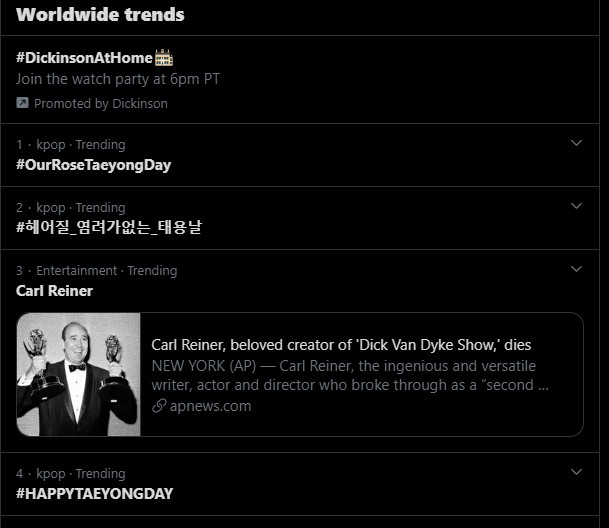 Тэён (NCT) возглавил мировые тренды Twitter, так как фанаты отмечают его день рождения