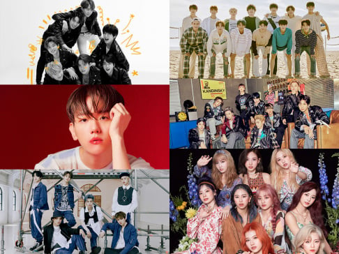 ATEEZ, BTS, CRAVITY, Suho, Baekhyun, (G)I-DLE, GOT7, IZ*ONE, MONSTA X, NCT 127, NCT Dream, NU