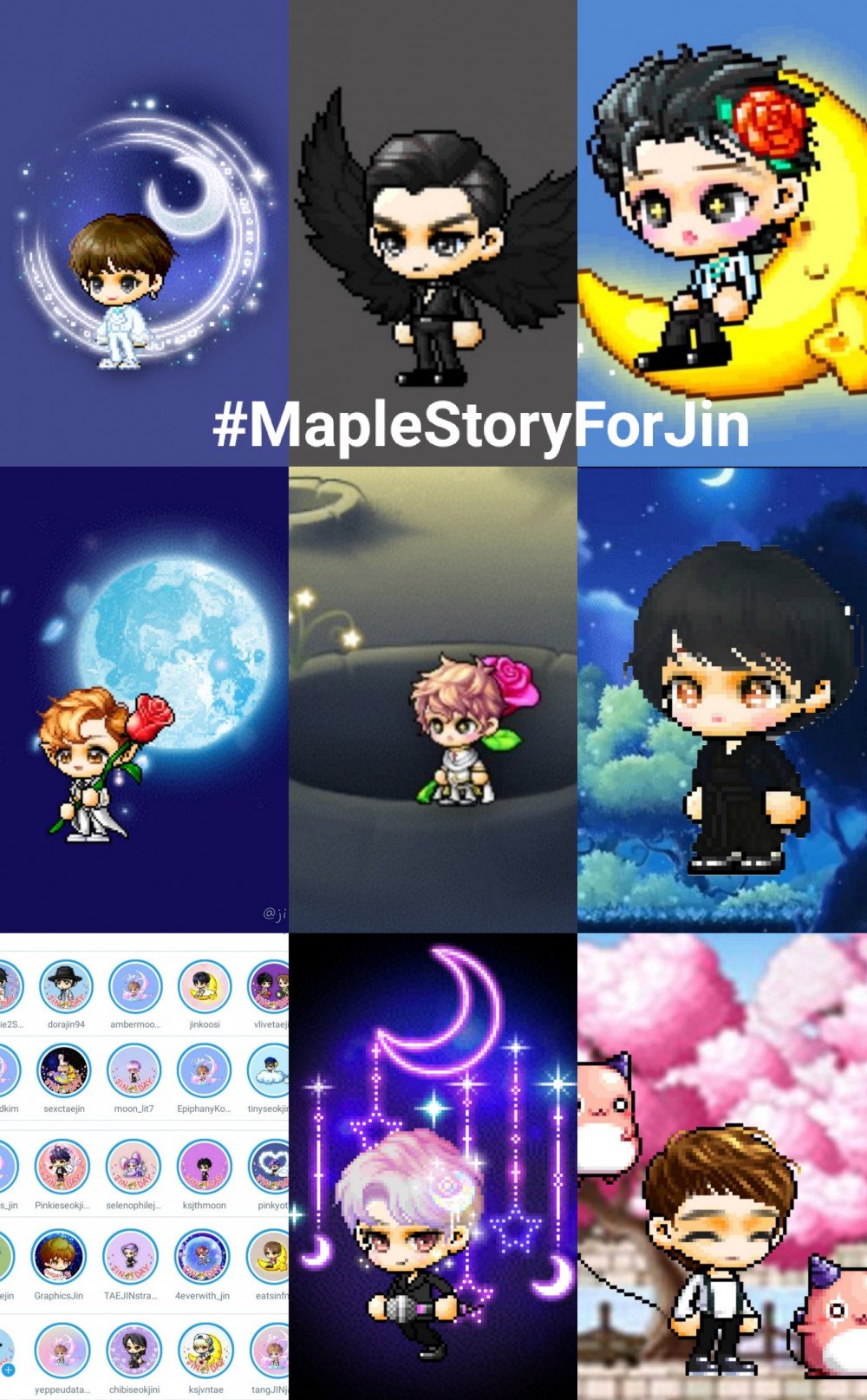 Fans change their Twitter layouts to Maple Story characters for Jin's