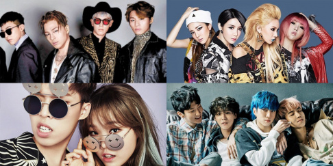 Akdong Musician (AKMU), Big Bang, Taeyang, G-Dragon, BLACKPINK, iKON, Sechskies, TREASURE, WINNER, Song Min Ho (Mino), 2NE1