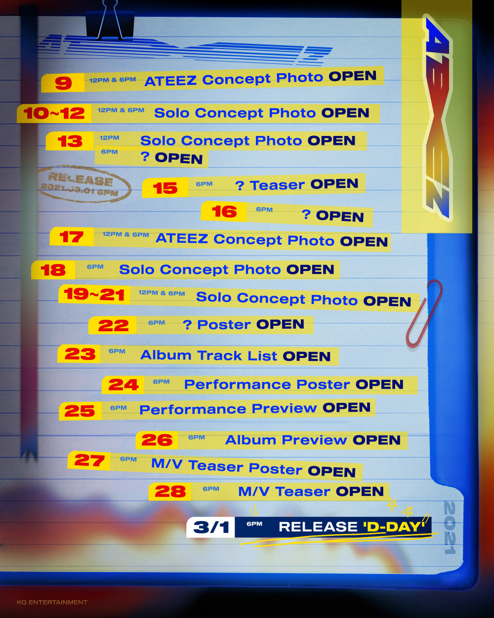ATEEZ выпустили расписание к камбэку «Zero: Fever Part.2»