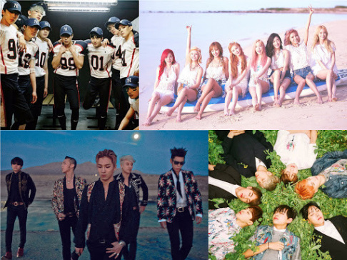 Akdong Musician (AKMU), AOA, Seolhyun, Big Bang, BoA, EXO, f(x), Krystal, Girls