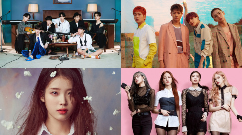 BLACKPINK, BB GIRLS (Brave Girls), BTS, Jang Bum Joon, IU, IZ*ONE, Lim Young Woong, SHINee, TWICE