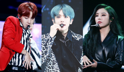 BTOB, Hyunsik, BTS, J-Hope, GFriend (Girlfriend), Eunha, I-DLE, Soyeon, ITZY, Yeji, MAMAMOO, Whee In, NCT, Haechan, Oh My Girl, YooA, Red Velvet, Seulgi, Seventeen, Dino, Stray Kids, Changbin, TXT, Taehyun