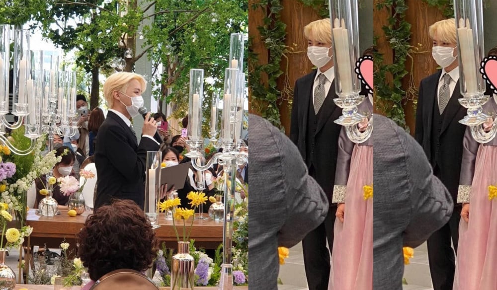 BTS's J-Hope spotted with blonde hair at his sister's wedding | allkpop