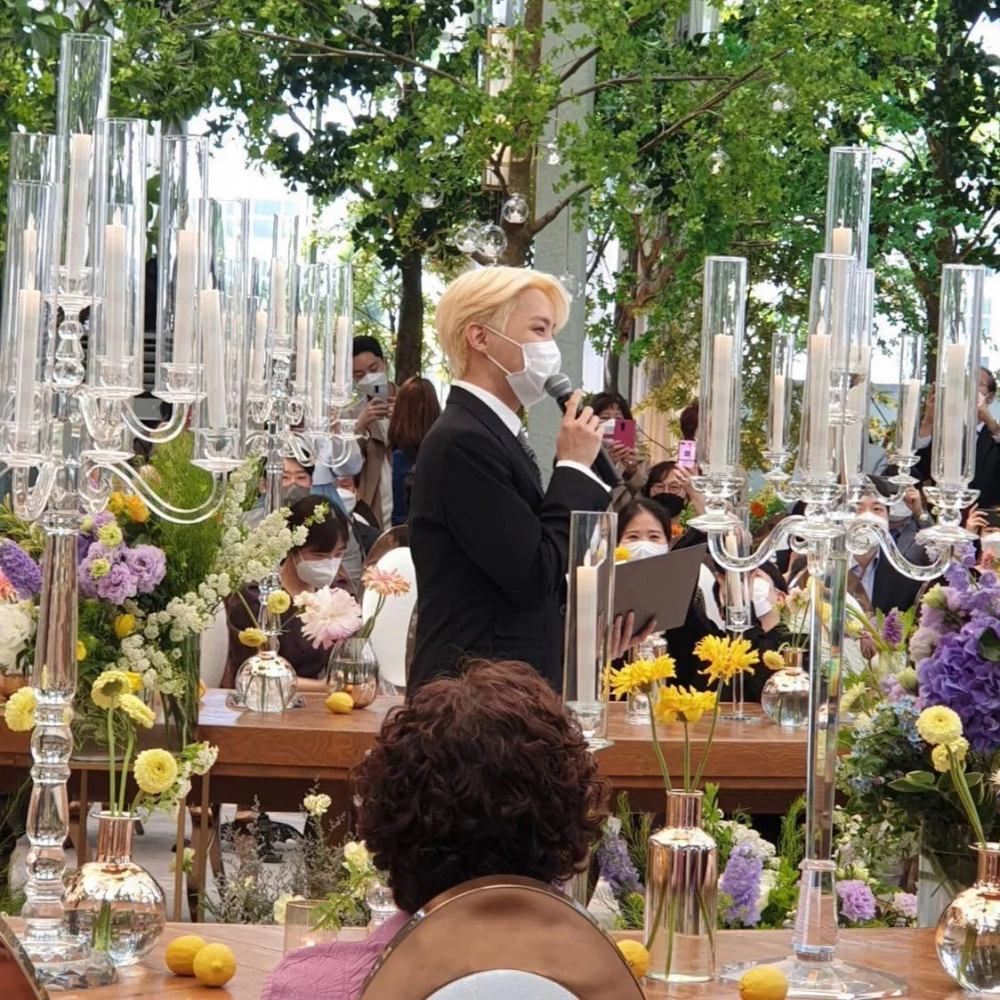 BTS's J-Hope spotted with blonde hair at his sister's wedding | allkpop