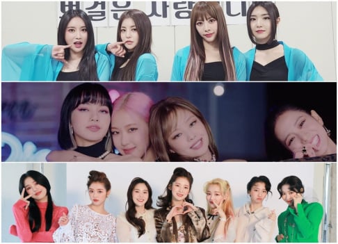 BLACKPINK, BB GIRLS (Brave Girls), Cosmic Girls, GFriend (Girlfriend), ITZY, MAMAMOO, Oh My Girl, Red Velvet, STAYC, TWICE