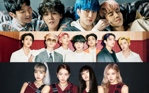 BLACKPINK, BTS, GFriend (Girlfriend), ITZY, MAMAMOO, Oh My Girl, Red Velvet, TWICE, Wanna One, WINNER