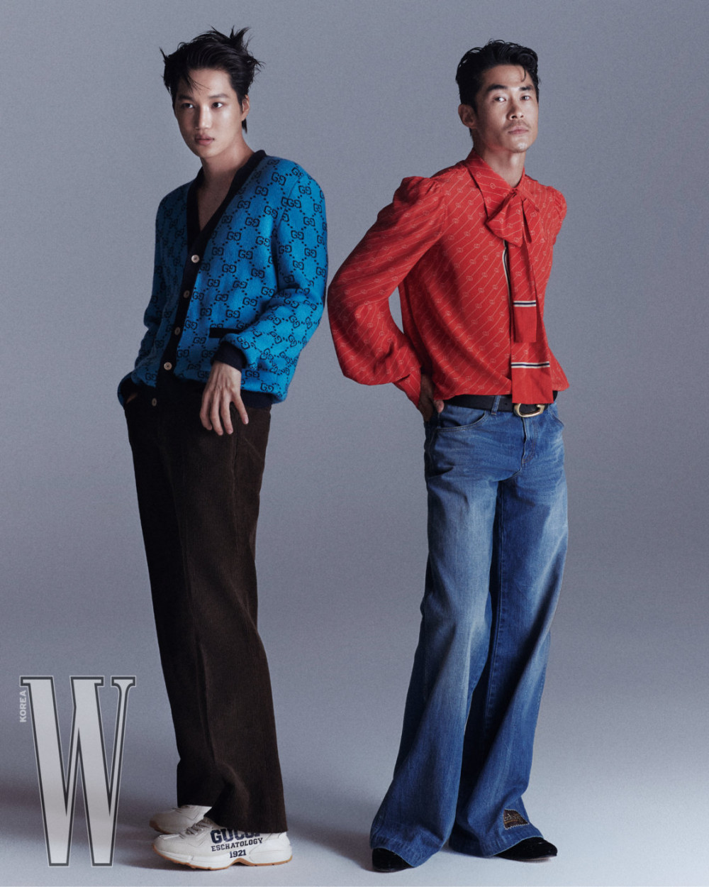 Начальник и наемный работник: элегантные образы Кая из EXO и Бэ Чон Нама для «W Korea»
