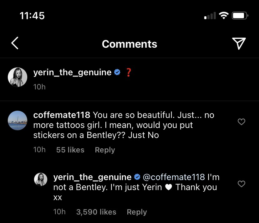 Бэк Ерин защищает свои татуировки и отвечает хейтерам в Instagram