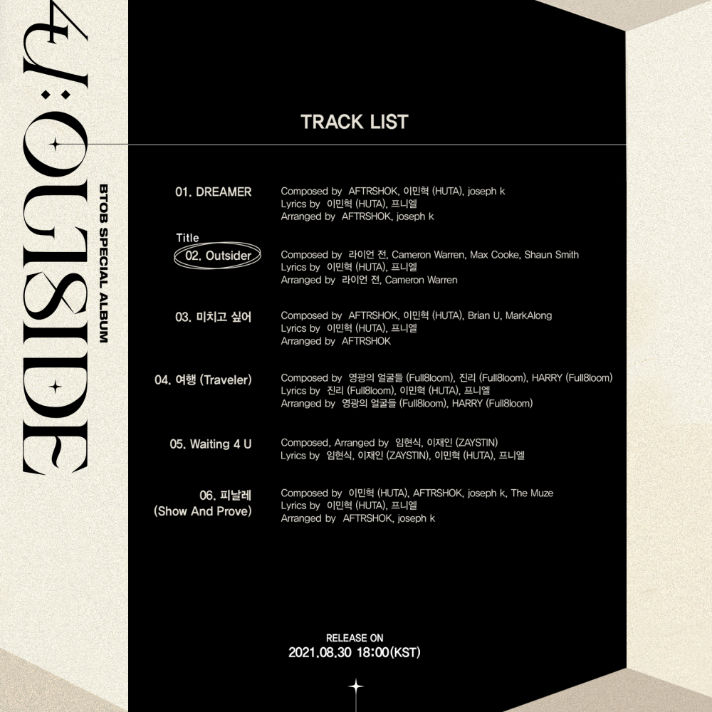 [Камбэк] BTOB альбом "4U: OUTSIDE": лирик-видео "Outsider"