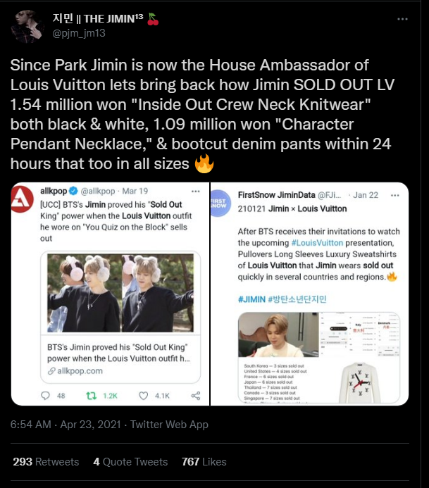 BTS's Jimin and his top Brand King power are highlighted by media outlets  such as GQ Korea, SBS Biz and Elle Japan for selling out luxury items  online