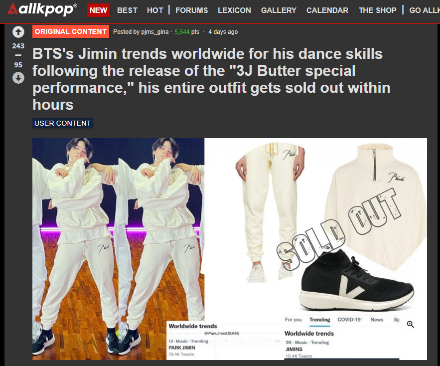 King of Brand Power' BTS Jimin Airport Fashion Gets Completely Sold Out