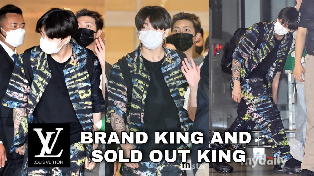 Jungkook SNS  on X: K-MEDIA  Jungkook's Louis Vuitton Airport Fashion  'Sold Out' in 22 countries despite the high price showing off powerful ' Jungkook Effect'. The Green Sweater worn in Billboard