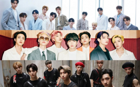 aespa, Big Bang, BLACKPINK, BB GIRLS (Brave Girls), BTS, DAY6, Dreamcatcher, ENHYPEN, EXO, I-DLE, Taeyeon, ITZY, IU, Kim Chung Ha, LOONA, MAMAMOO, MONSTA X, NCT 127, NCT Dream, Oh My Girl, Red Velvet, Seventeen, SHINee, Stray Kids, Sunmi, Super Junior, The Boyz, TREASURE, TWICE, TXT