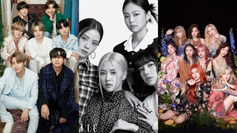 BLACKPINK, BTS, EXO, (G)I-DLE, GOT7, iKON, IU, NCT 127, Red Velvet, Seventeen, Stray Kids, TWICE, TXT