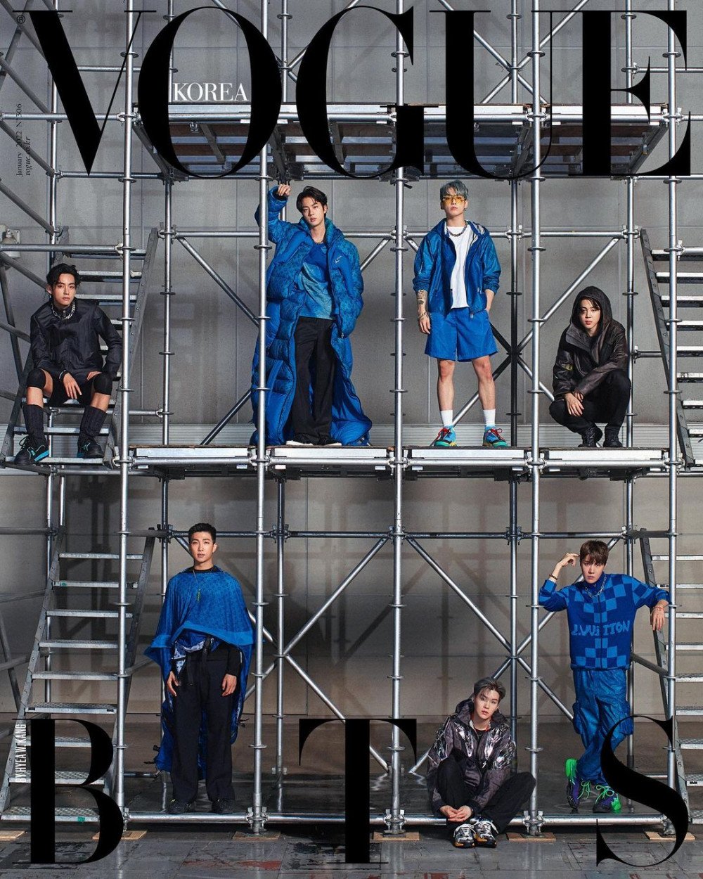 BTS simultaneously land on special January editions of 'Vogue' & 'GQ Korea'  wearing the 'Louis Vuitton' spring/summer 2022 collection