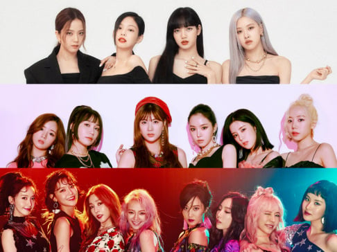 Apink, aespa, April, BLACKPINK, BB GIRLS (Brave Girls), Cignature, CLC, Cosmic Girls, DIA, Dreamcatcher, EXID, fromis_9, f(x), Girl