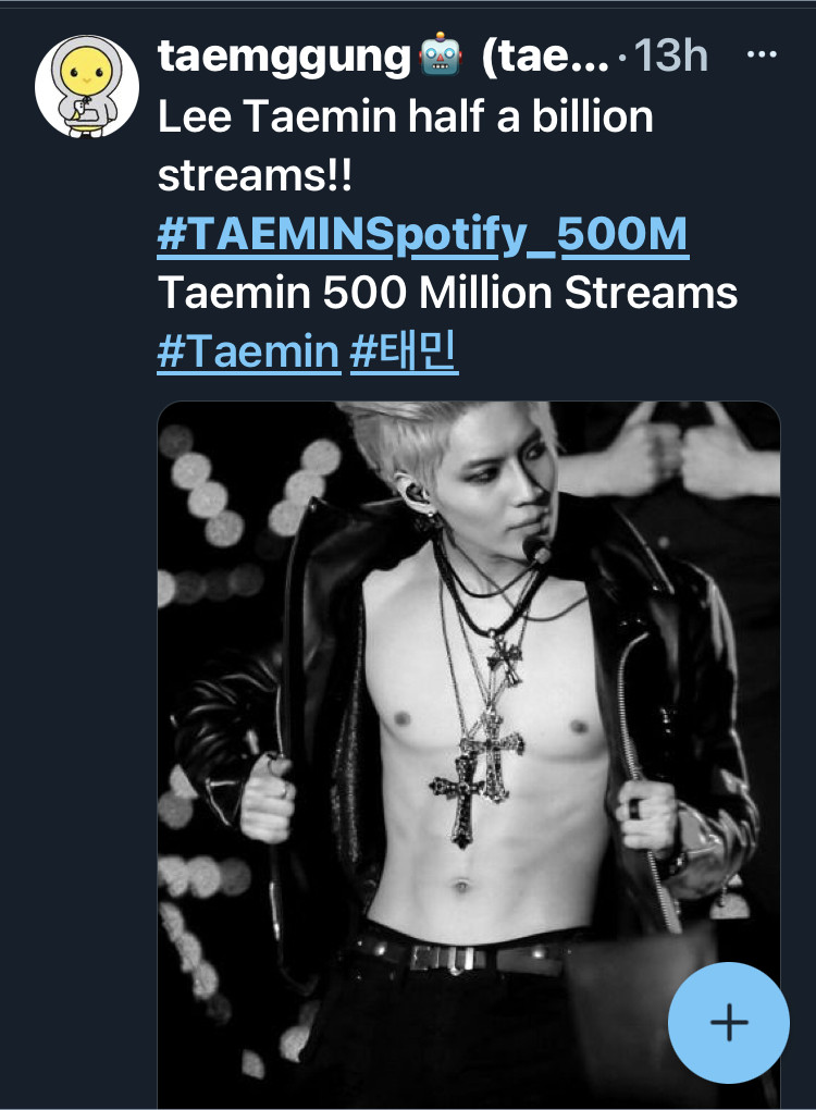 Тэмин из SHINee достиг отметки в 500 миллионов стримов на Spotify