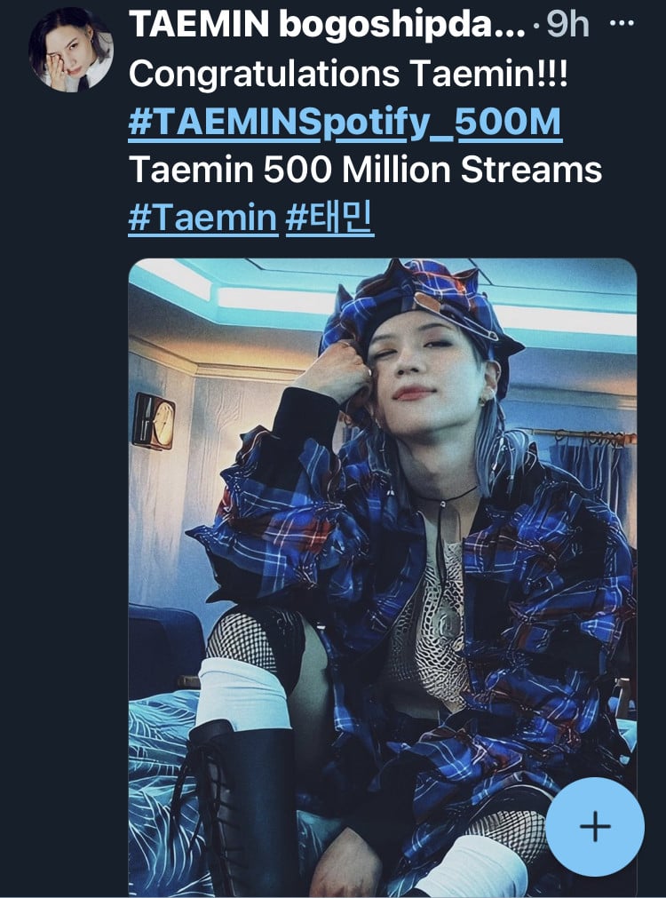 Тэмин из SHINee достиг отметки в 500 миллионов стримов на Spotify