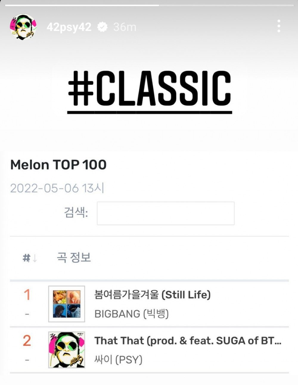 Песня Big Bang "Still Life" остается на вершине Топ-100 Melon более месяца, несмотря на крупные релизы от Psy, Лим Ён Ун и других