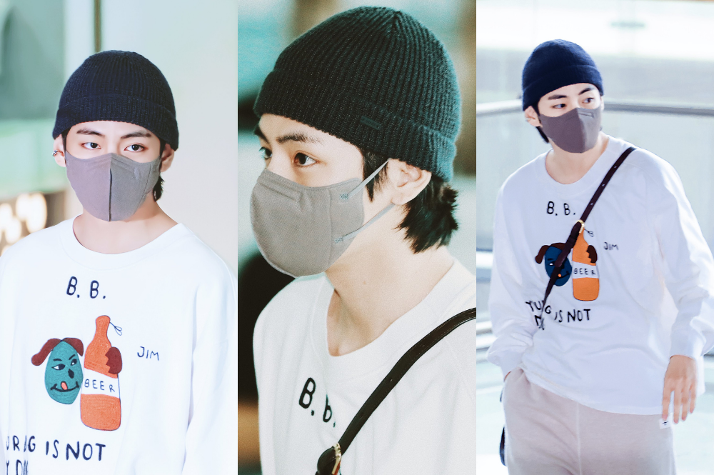 BTS V News / ʟᴀʏᴏ(ꪜ)ᴇʀ on X: My friend showed me itemized list of what  Taehyung wore to the airport & that man really knows how to coordinate  w/his MUTE Bag! He